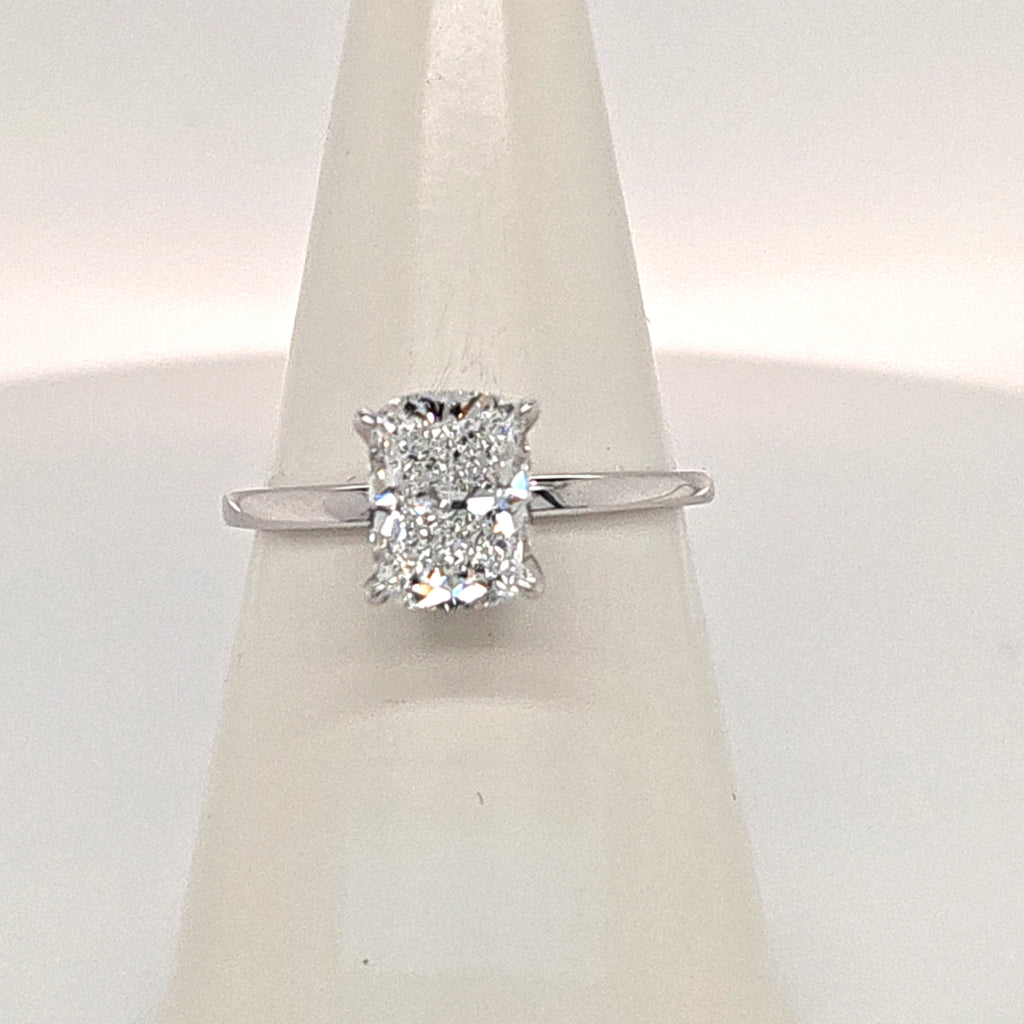Laboratory Grown Platinum Cushion Cut Diamond Ring