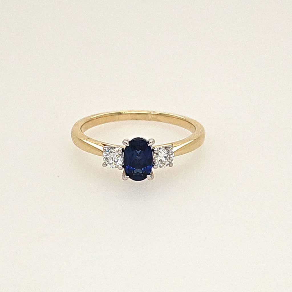 Laboratory Grown Diamond and Sapphire Ring