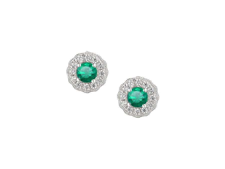 Amore Emerald & Cubic Zirconia Earrings