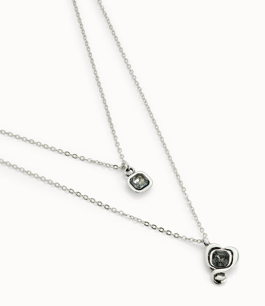 UNOde50 Multi-layer Pendant Link Chain Necklace with Heart Charm