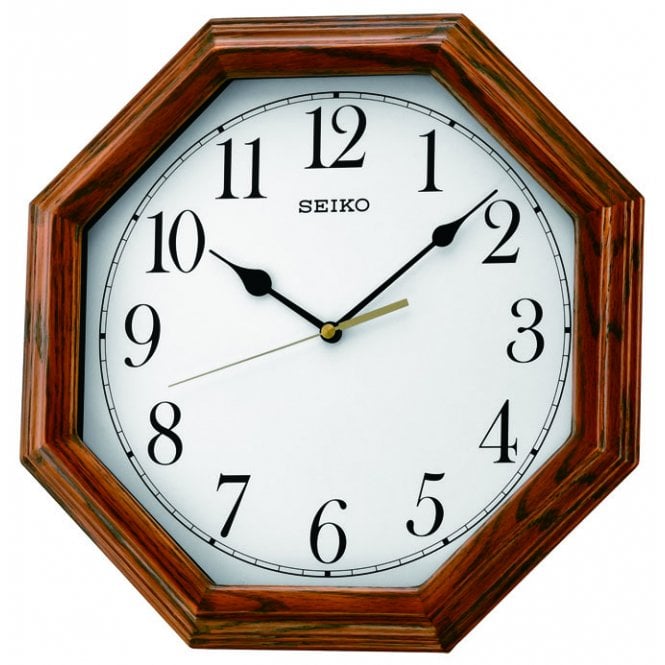 Seiko Wooden Hexagonal Wall Clock
