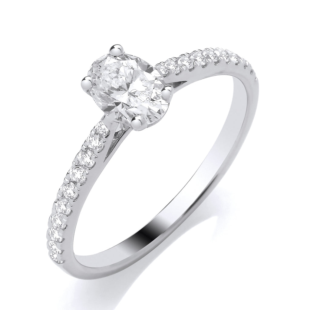 9ct White Gold Laboratory Grown Diamnd Oval Ring