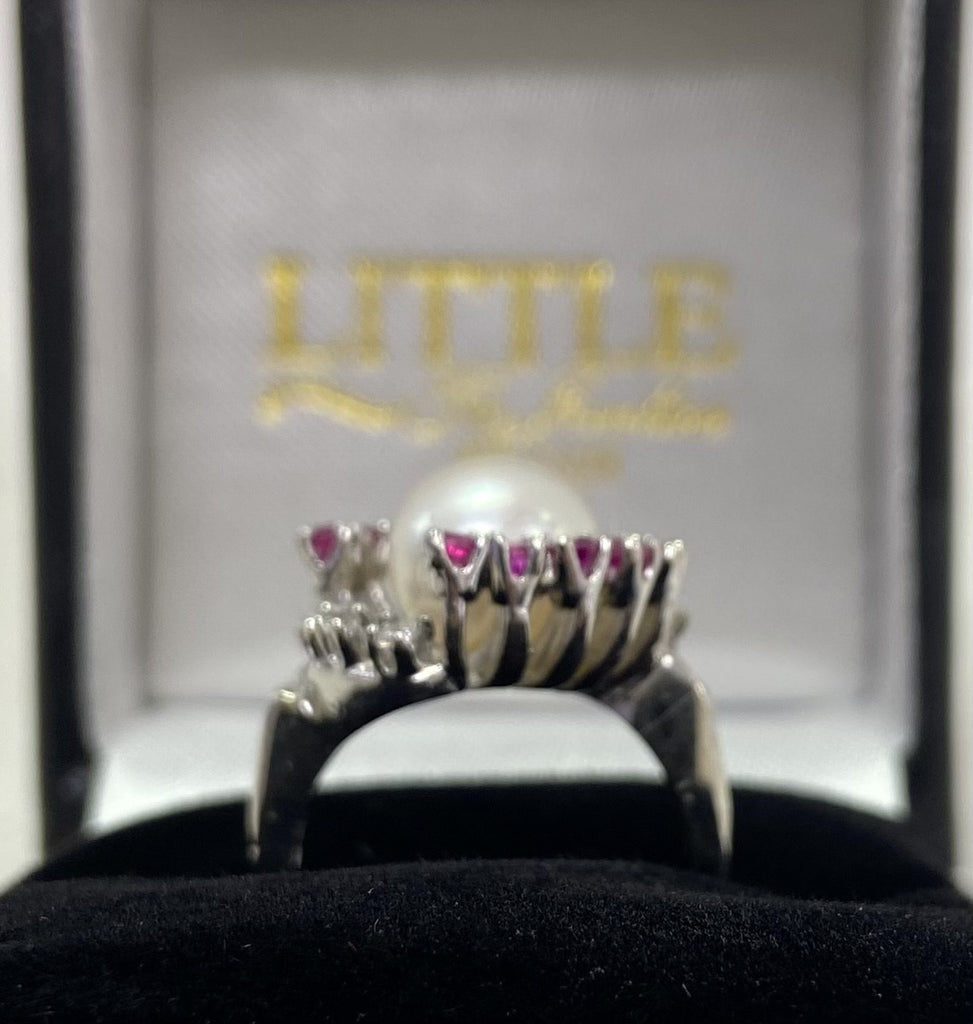 Pre-Loved 14ct Pearl, Ruby & Diamond Ring