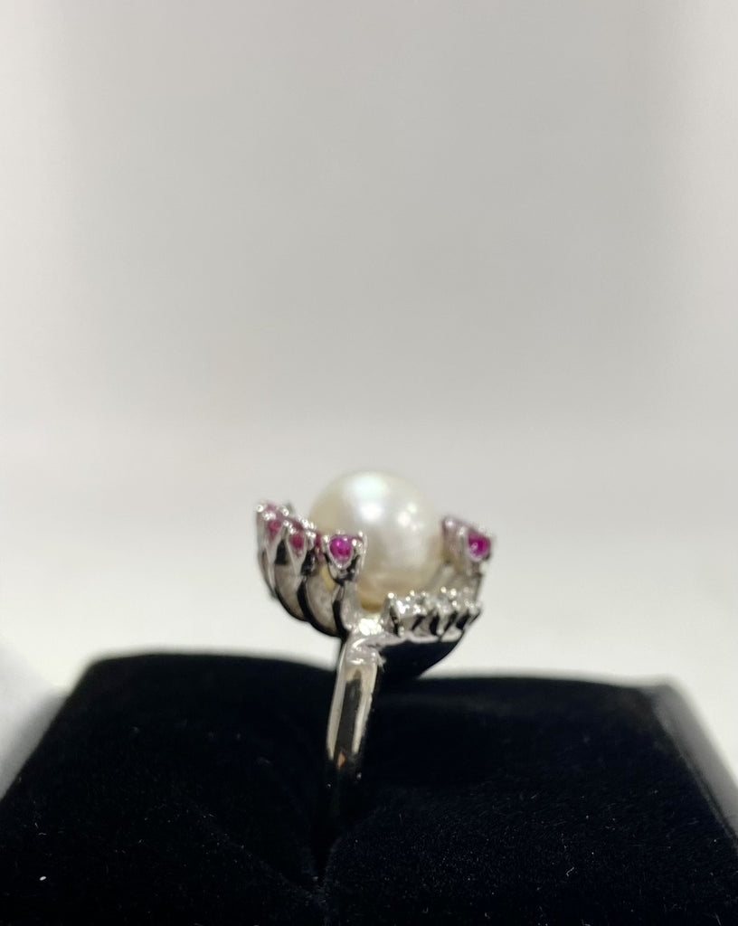 Pre-Loved 14ct Pearl, Ruby & Diamond Ring