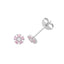Silver Pink CZ Flower Kids Earrings