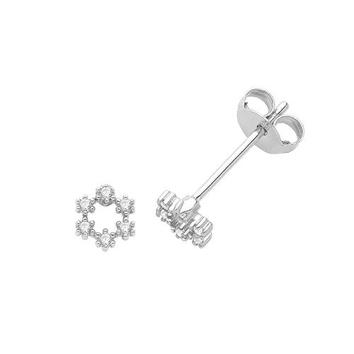 Silver CZ Floral Kids Earrings