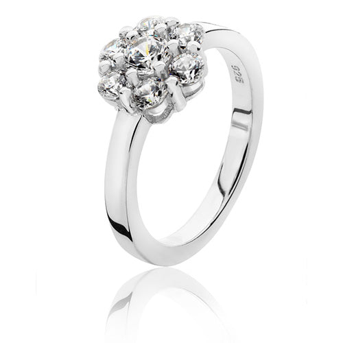 Silver & Co Floral Cluster CZ Ring