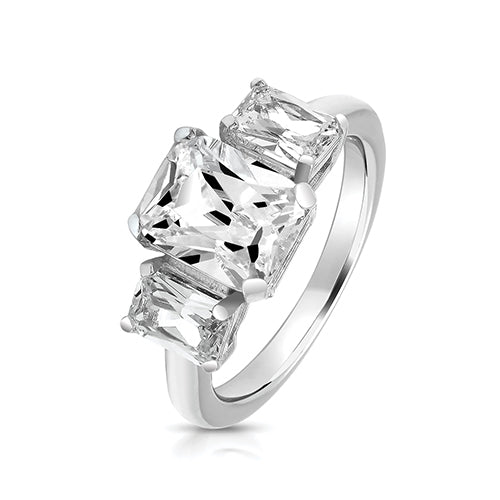 Silver & Co. Silver CZ Emerald Cut Ring