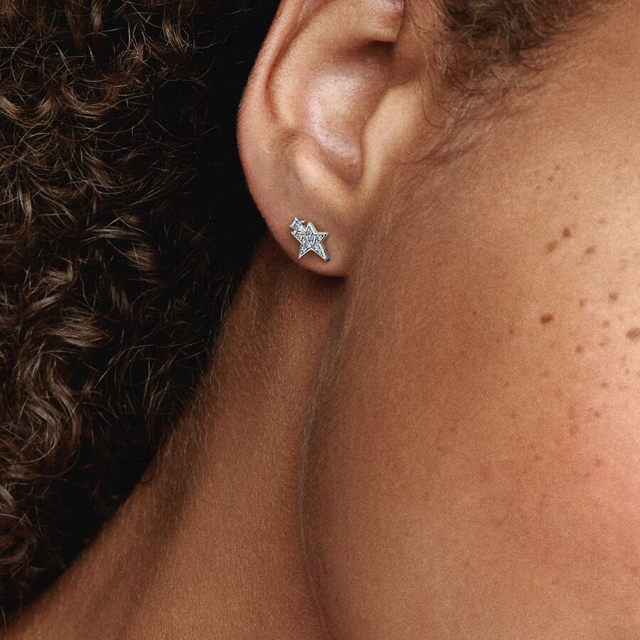 Pandora Sparkling Asymmetric Star Earrings