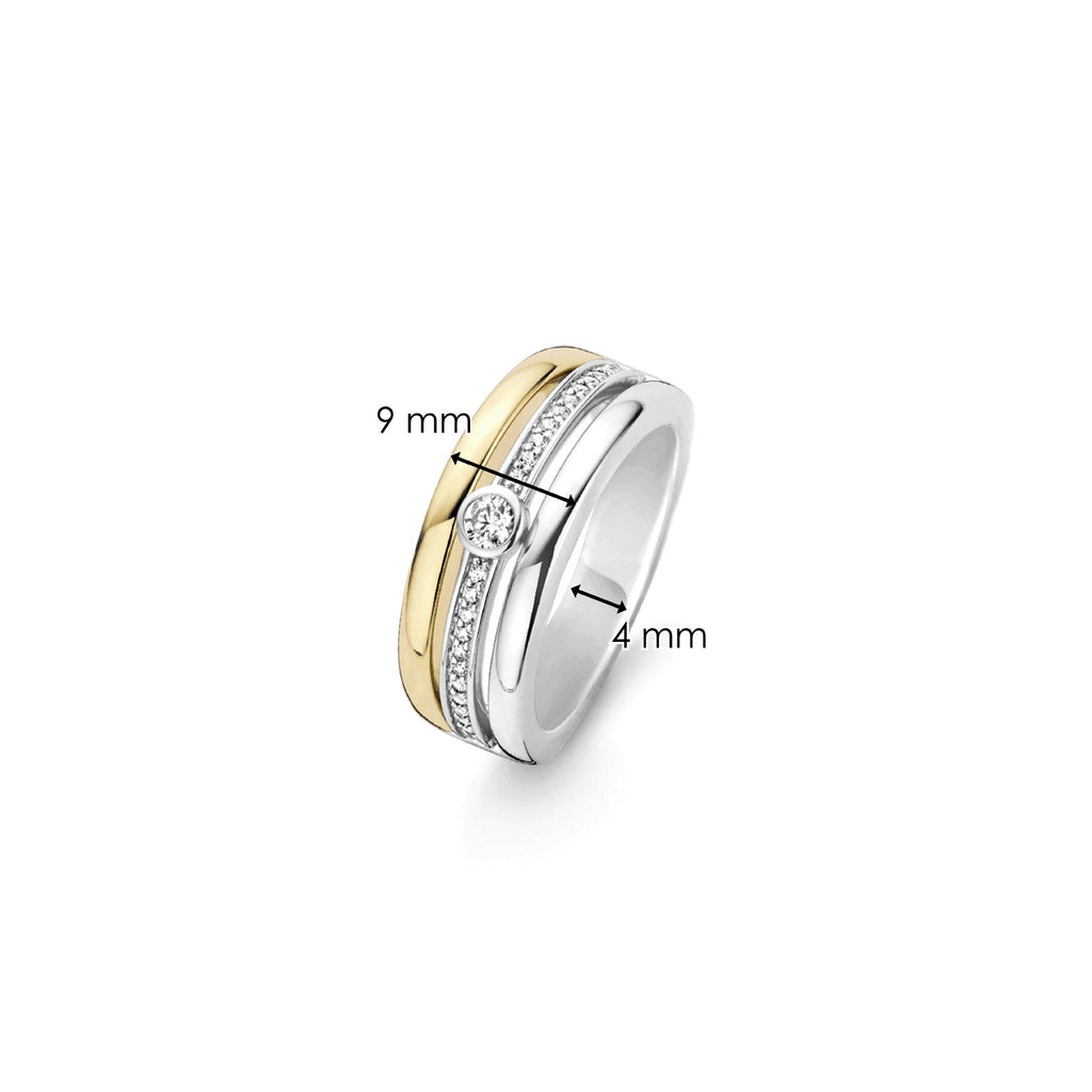 Ti Sento Silver & Yellow Gold Plated Ring