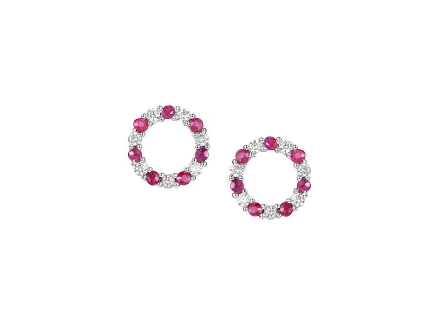 Amore Silver Ruby & Cubic Zirconia Earrings