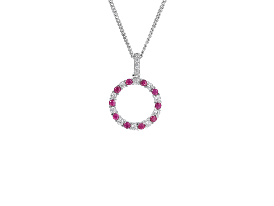Amore Silver Ruby & Cubic Zirconia Pendant