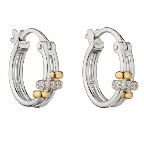 Fiorelli Silver and Gold Plated CZ Hoop Earrings