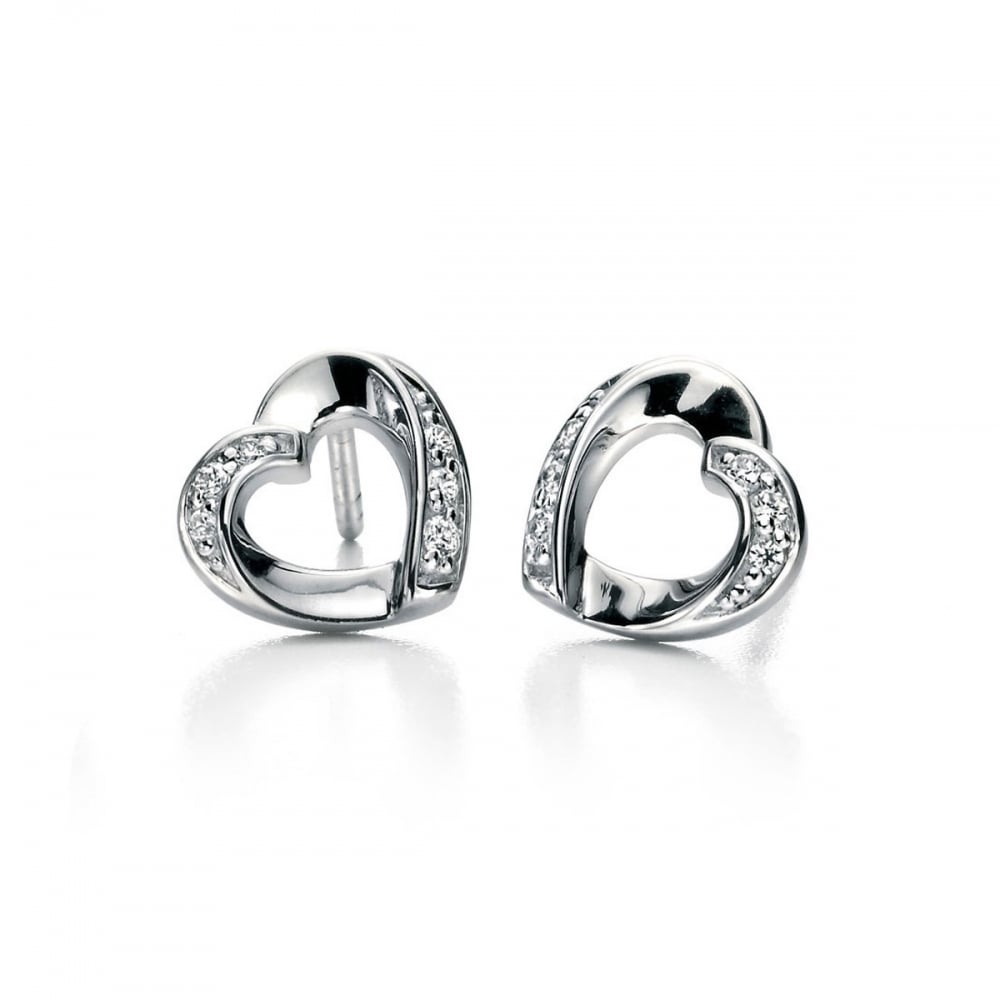 Fiorelli silver CZ Heart Stud Earrings