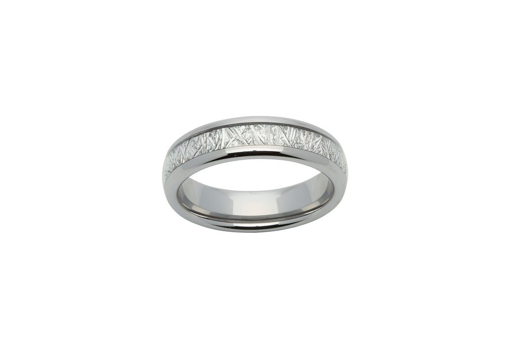 Unique Tungsten Meteorite Paper Inlay Ring