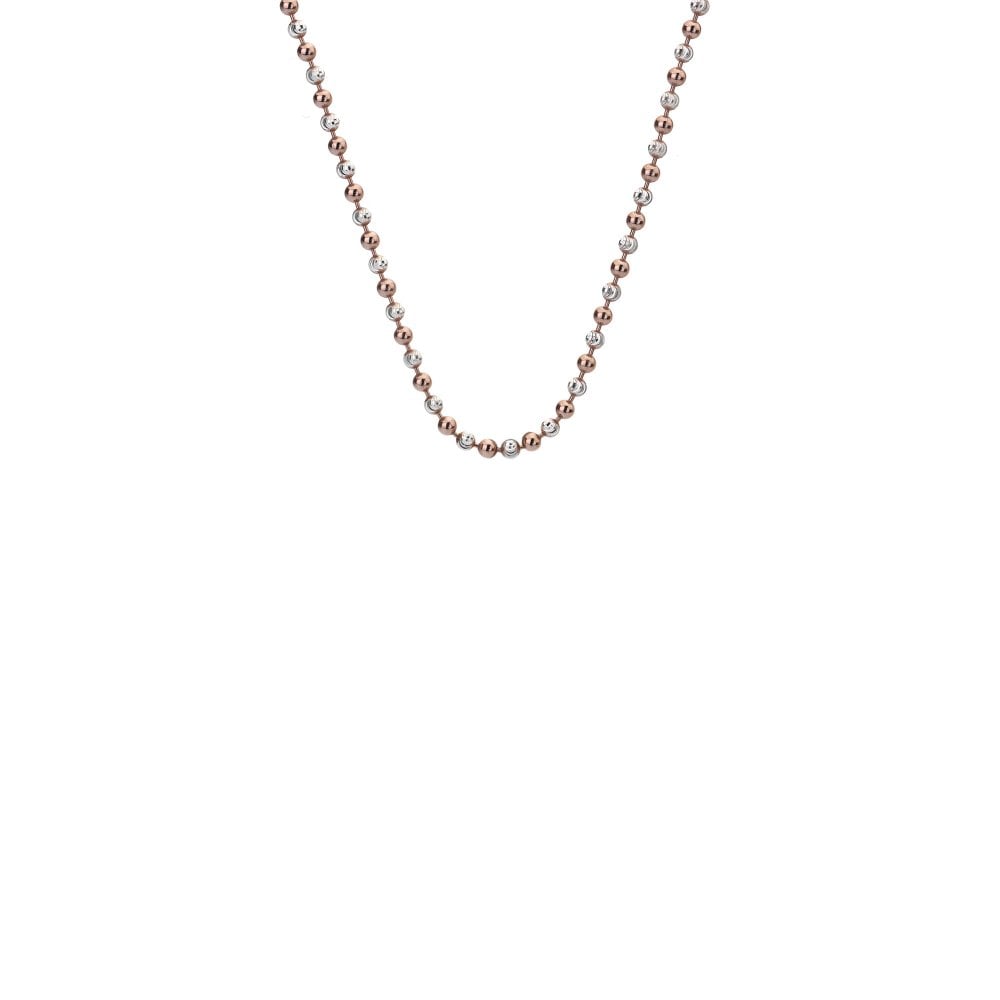 Emozioni Sterling Silver and Rose Gold Plated Accent Bead Chain