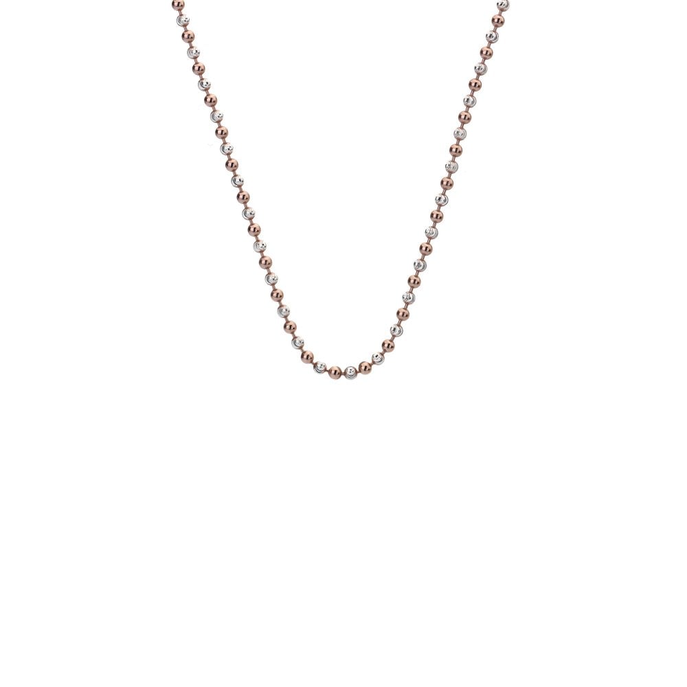 Emozioni Sterling Silver and Rose Gold Plated Accent Bead Chain