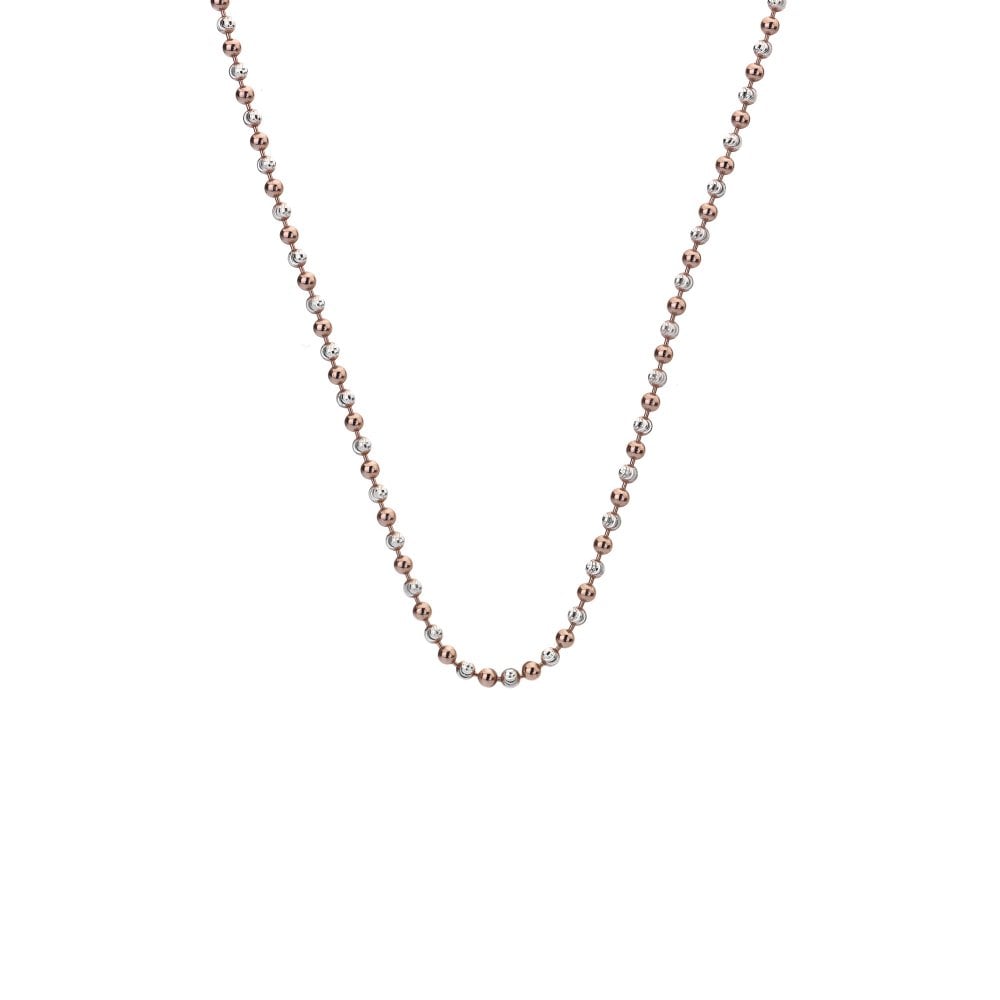 Emozioni Sterling Silver and Rose Gold Plated Accent Bead Chain