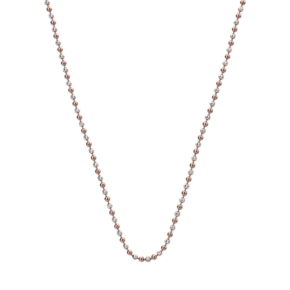 Emozioni Sterling Silver and Rose Gold Plated Accent Bead Chain