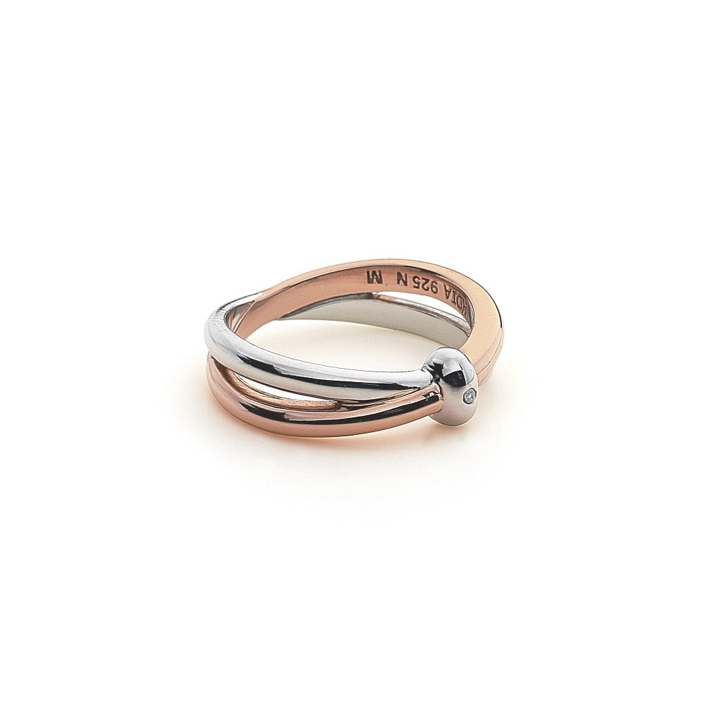 Hot Diamonds Eternity Silver & 18ct Rose Gold Vermeil Interlocking Ring