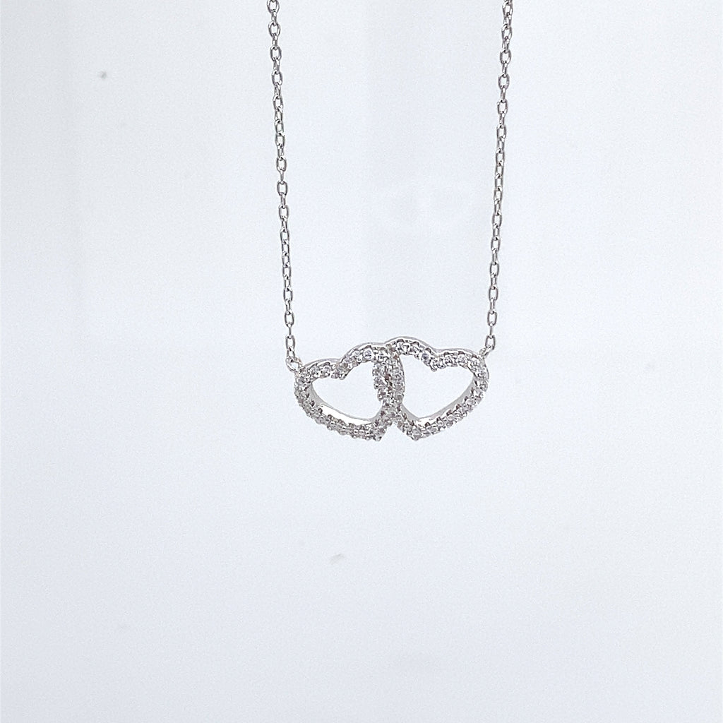 Silver & Cubic Zirconia Heart Necklet