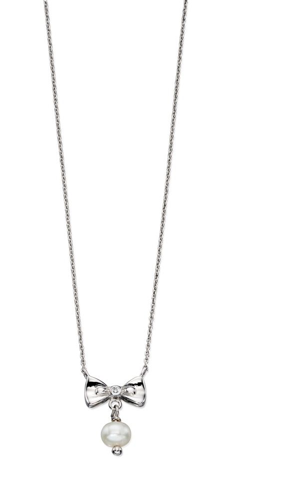 D for Diamond Bow and Pearl Necklace