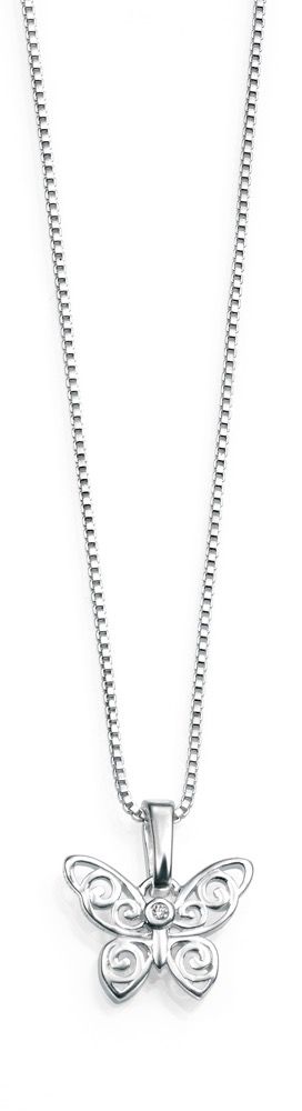 D for Diamond Filigree Butterfly Pendant