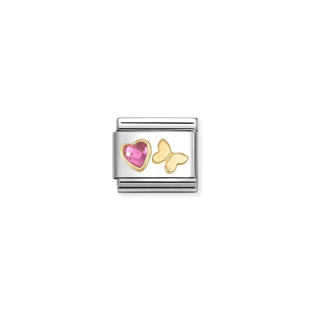 Nomination Pink Heart and Butterfly Composable Link