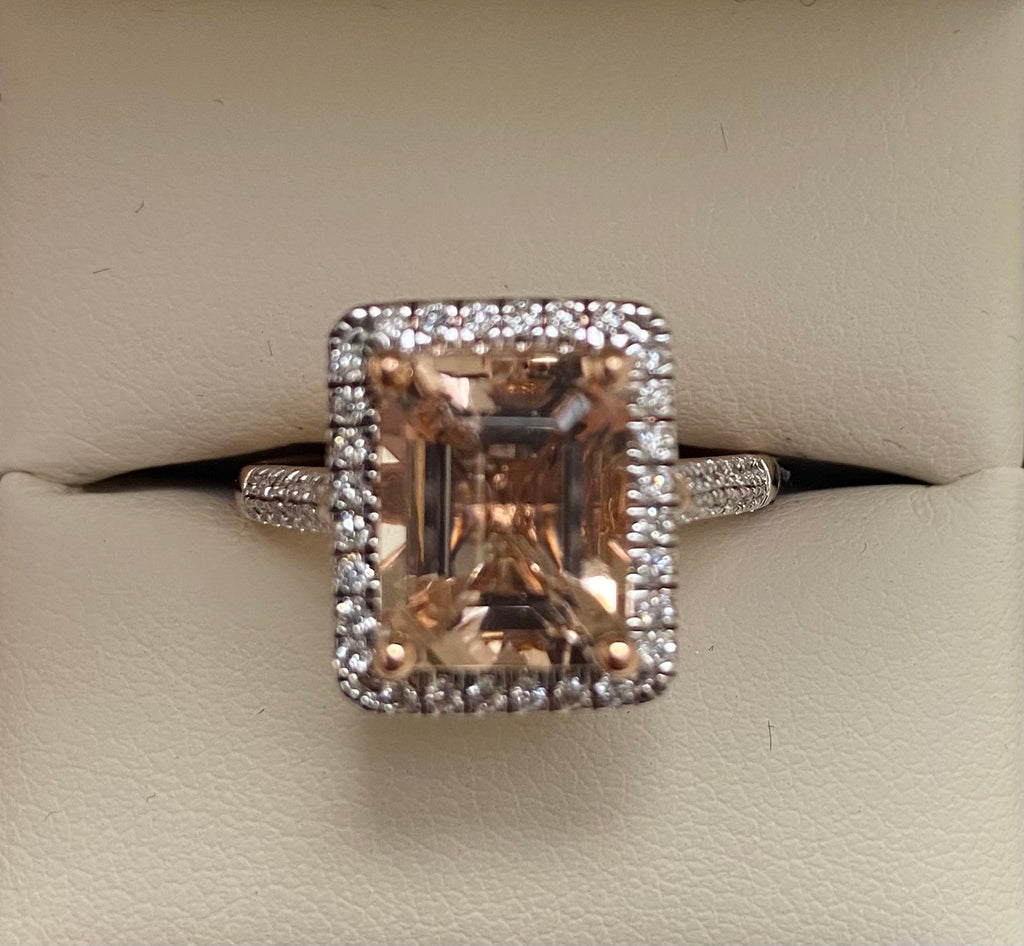9ct Morganite and Diamond Ring