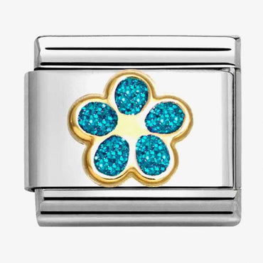 Nomination Turquoise Glitter Flower Link