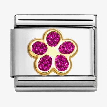 Nomination Pink Glitter Flower Composable Link