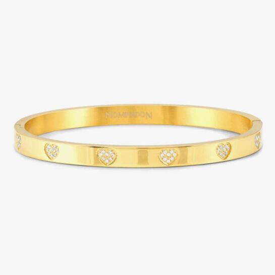 Nomination Gold Plated Heart Pave Bangle