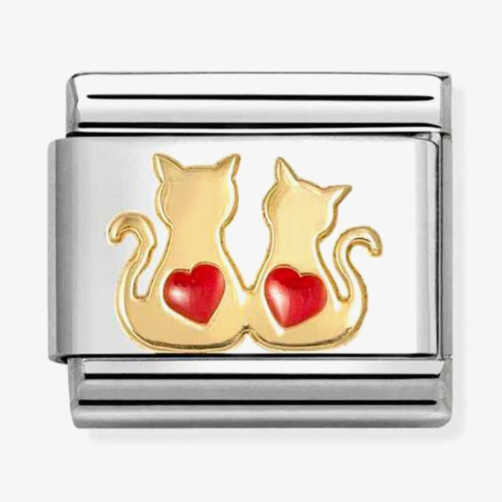 Nomination Cats with Love Hearts Composable Link