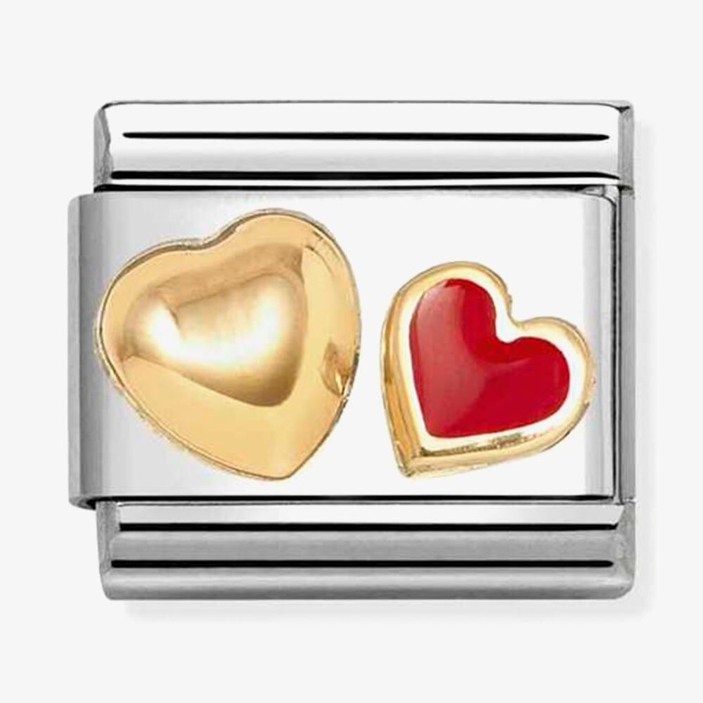 Nomination Gold and Red Heart Composable Link