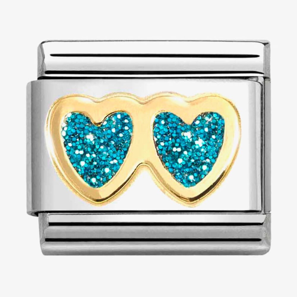 Nomination Double Glitter Hearts Composable Link