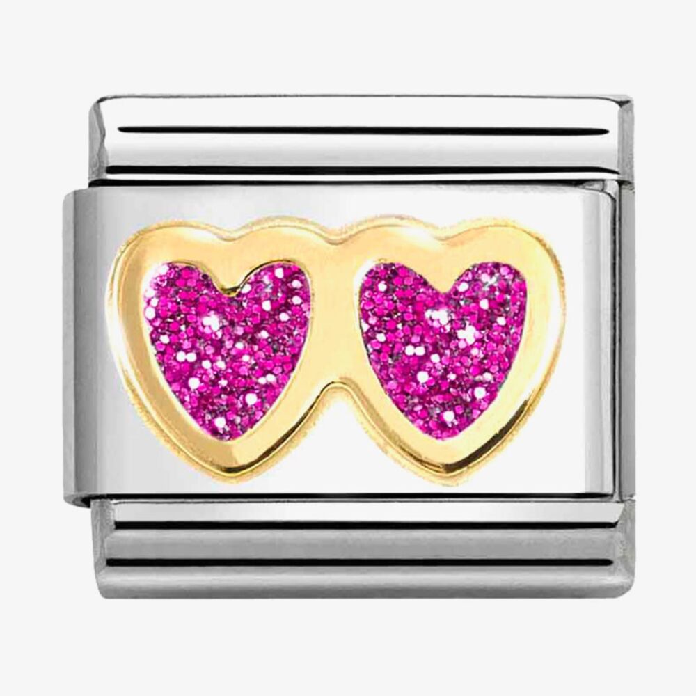 Nomination Double Glitter Hearts Composable Link
