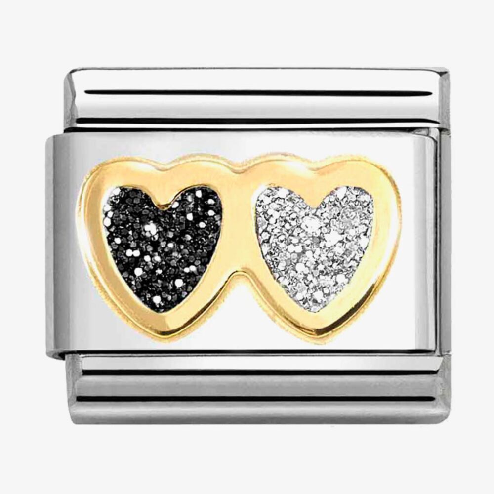 Nomination Double Glitter Hearts Composable Link