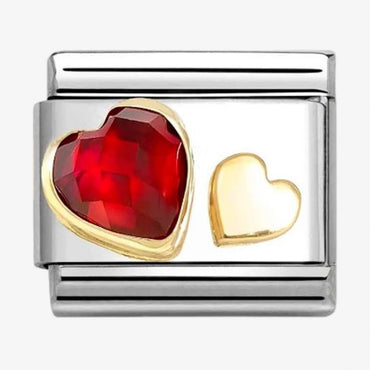 Nomination Red CZ and Gold Hearts Composable Link