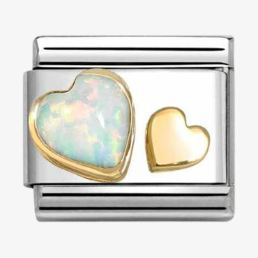 Nomination Opal and Gold Hearts Composable Link