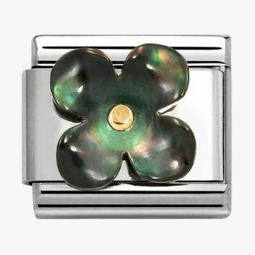 Nomination Black Mother Of Pearl Flower Composable Link