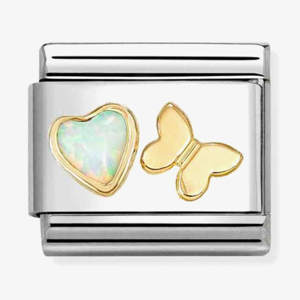 Nomination Opal Heart and Butterfly Composable Link