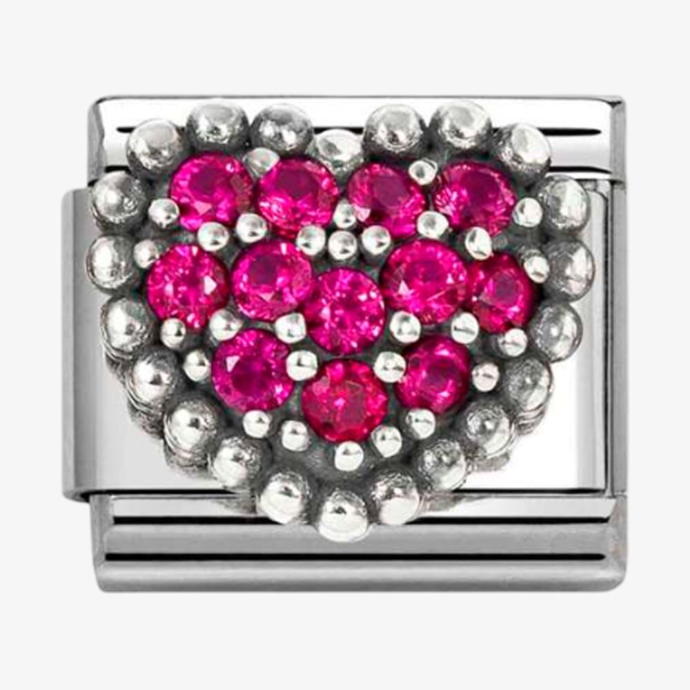 Nomination Beaded Red CZ Heart Composable Link