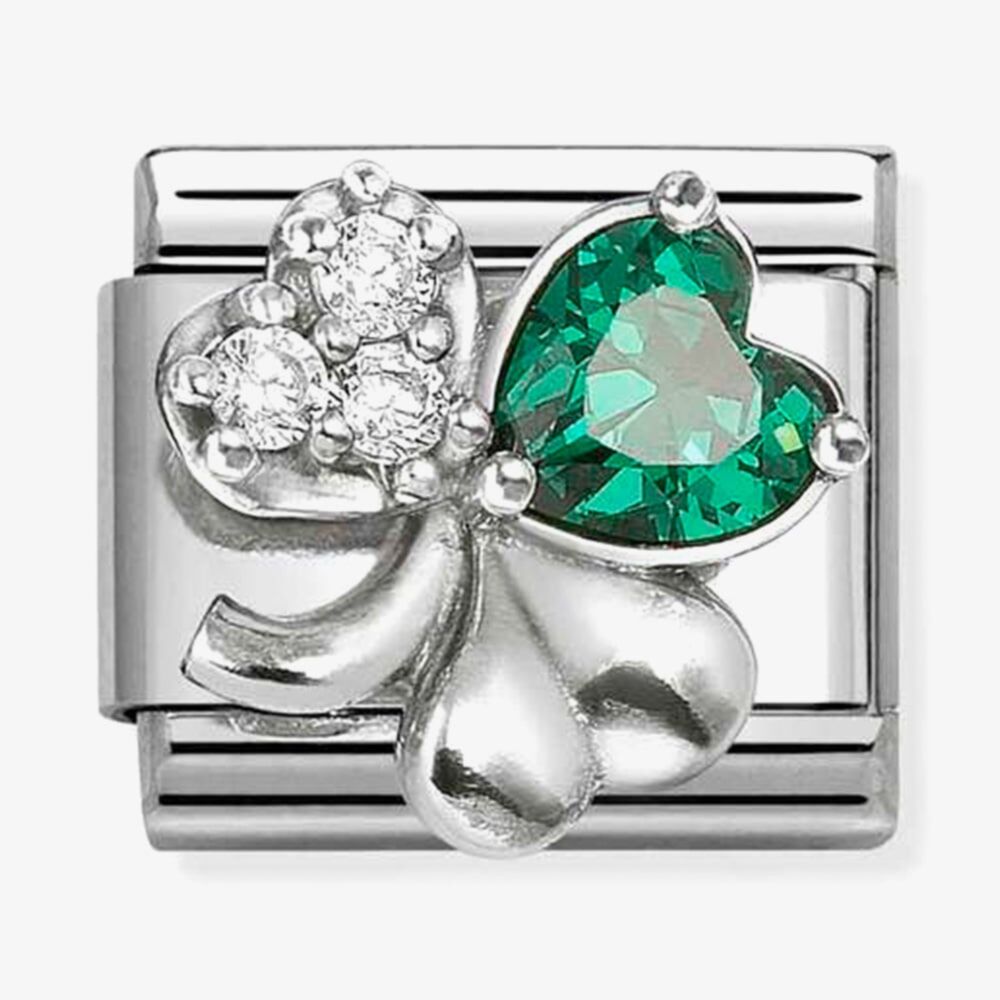 Nomination Green CZ Clover Composable Link