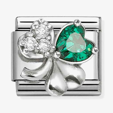 Nomination Green CZ Clover Composable Link