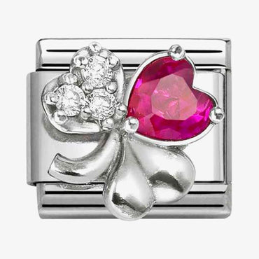 Nomination Red CZ Clover Composable Link