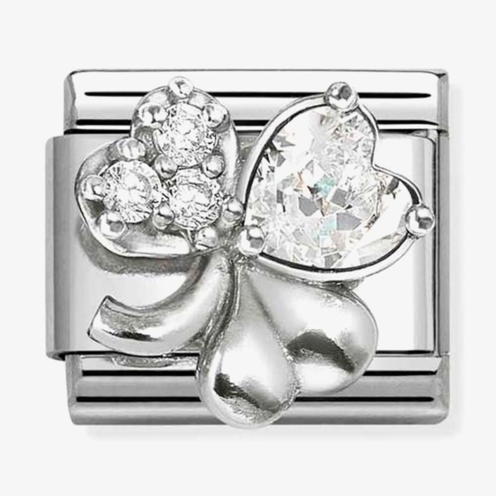 Nomination White CZ Clover Composable Link