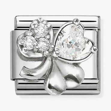 Nomination White CZ Clover Composable Link