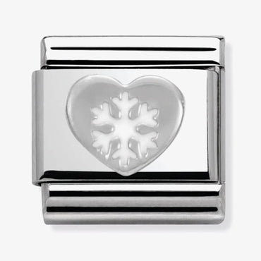 Nomination Silver Heart with Snowflake Link