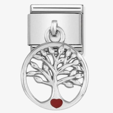Nomination Tree Of Life With Red Heart Pendant Link