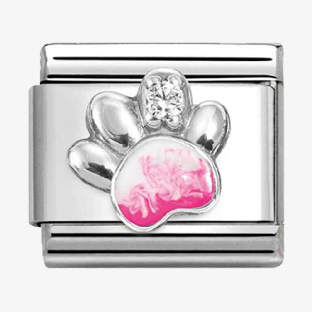 Nomination Pink CZ Paw Print Composable Link